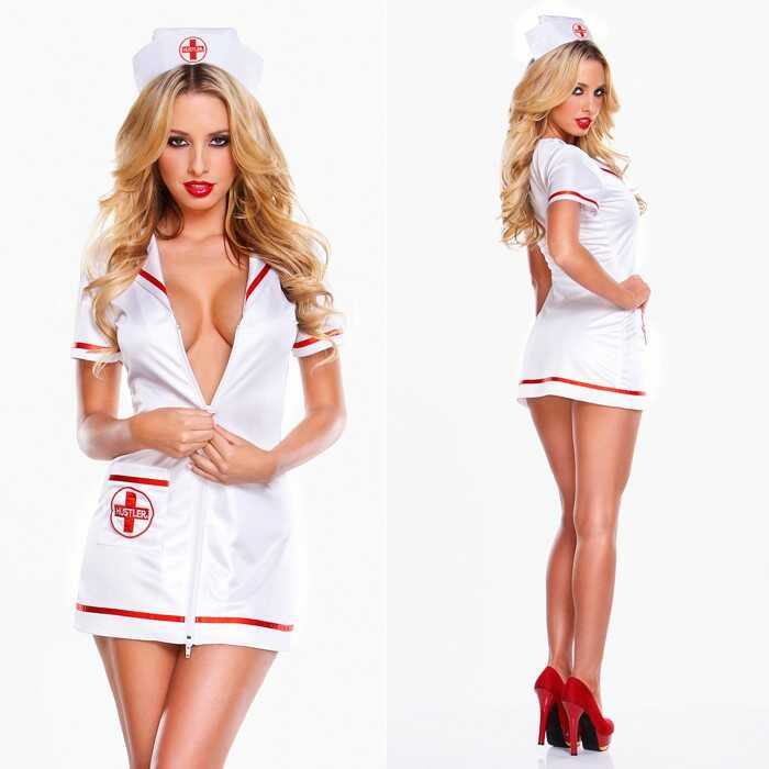 Кожаный наряд обнажённой медсестры
