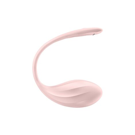 Виброяйцо Satisfyer Ribbed Petal Connect App с пультом ДУ, розовое, 7,8 см