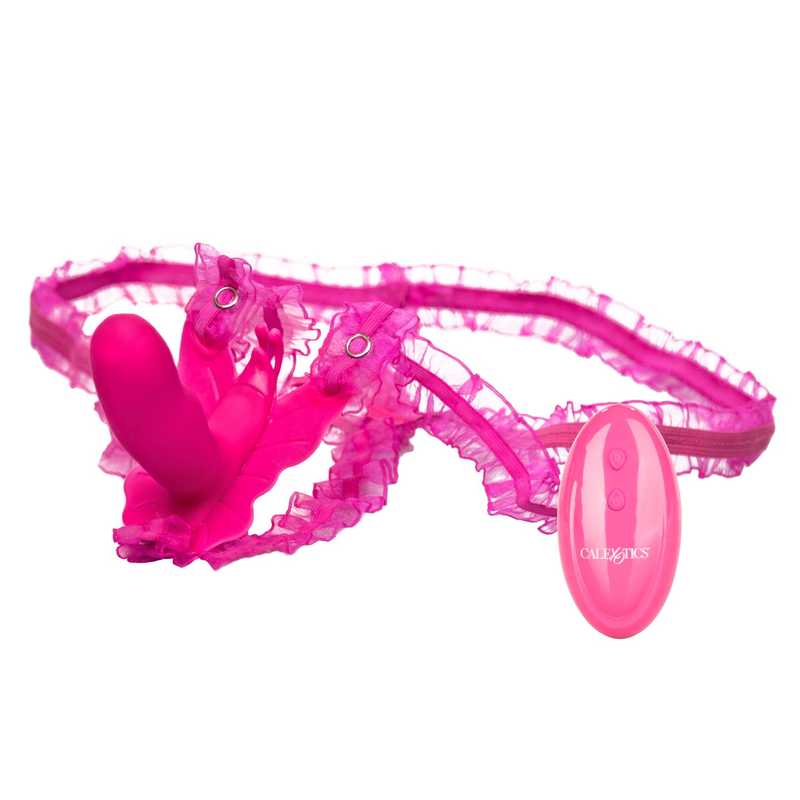 Клиторальная бабочка стимулятор на ремешках, розовая