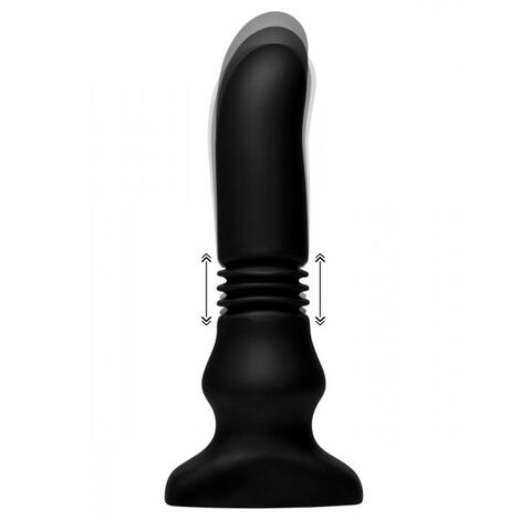 Вибратор с имитацией фрикций XR Brands Silicone Vibrating & Thrusting Plug with Remote Control, черный