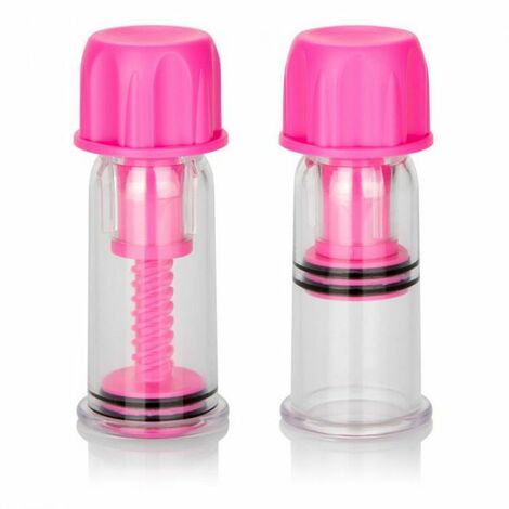 Помпы для сосков с розовым поршнем Nipple Play Vacuum Twist Suckers, прозрачные