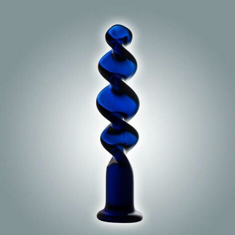 Фаллоимитатор спиралевидный из силикатного стекла №65 DD Джага-Джага, синий